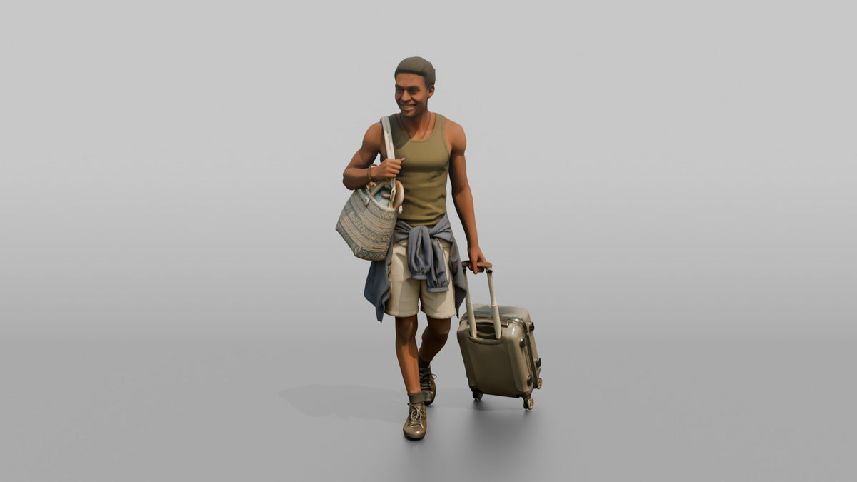 Traveler Carrying A Beach Bag - 3D character model, view 5