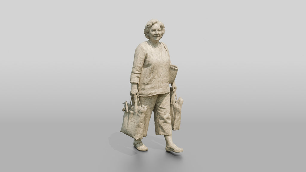 Stocky Middle-Aged Turkish Woman Carrying Groceries