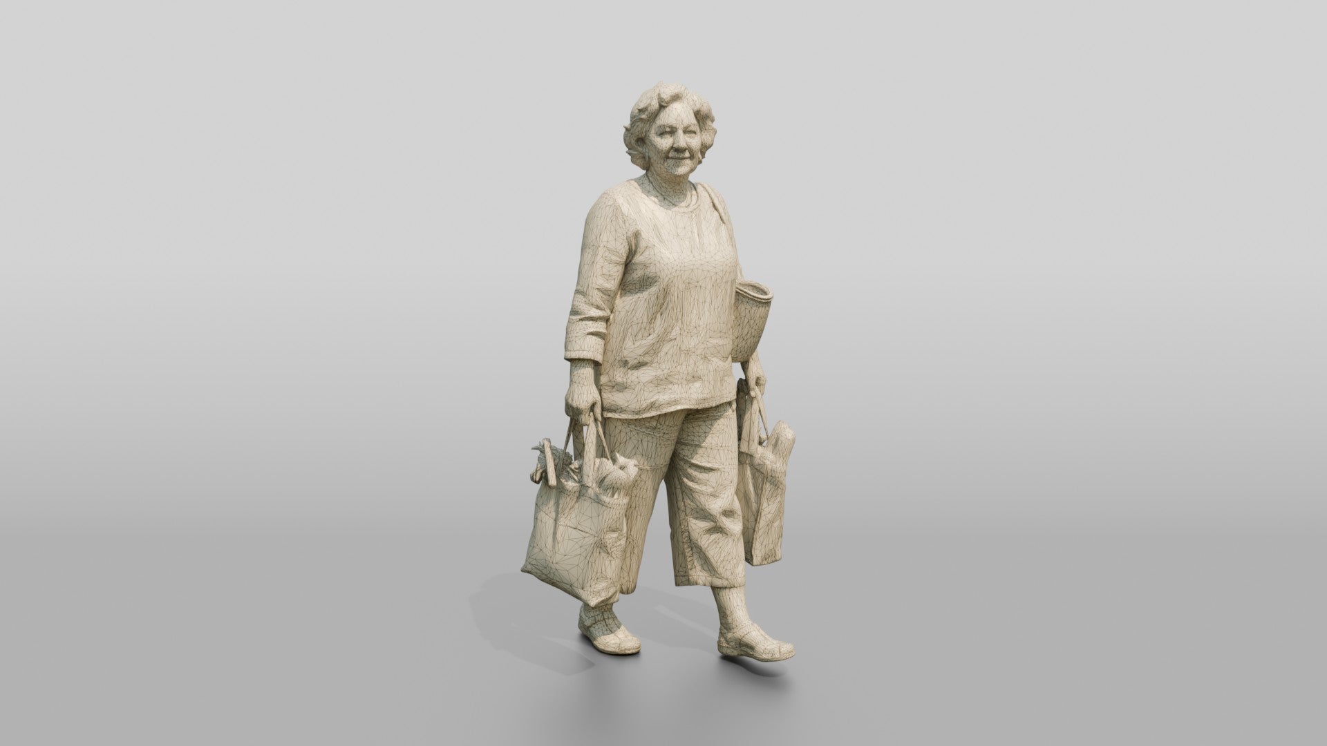 Stocky Middle-Aged Turkish Woman Carrying Groceries