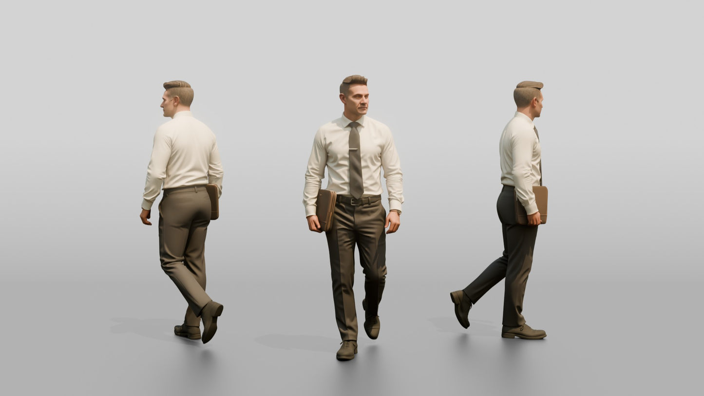 Businessman Walking Down the Hallway