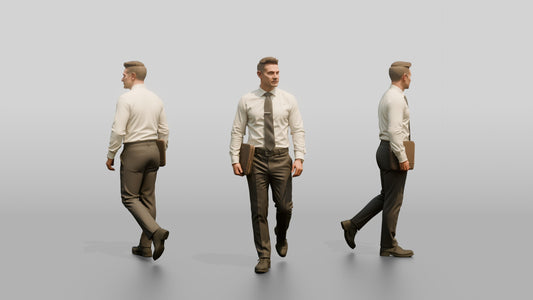 Businessman Walking Down the Hallway