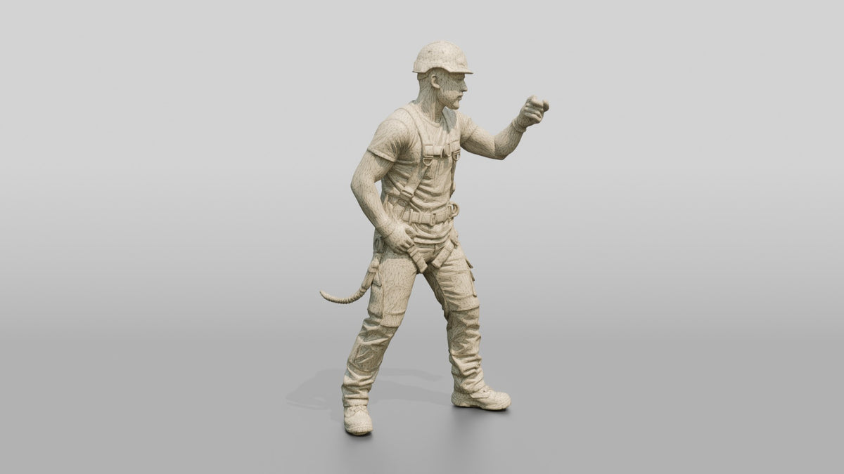Construction Worker Man 16 - wireframe topology preview