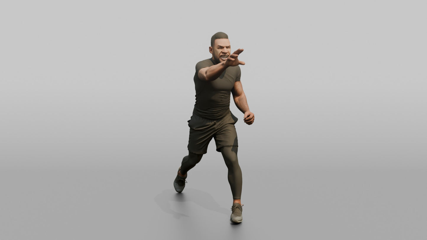 Protester Man Running and Reaching Forward