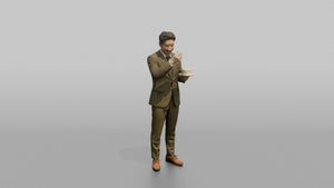 Wedding Guest Taking a Bite of Wedding Cake - 3D character model, view 1