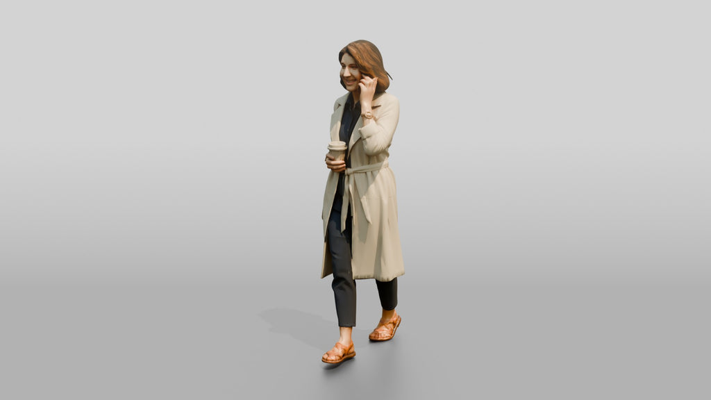 Slim Middle-Aged Persian Woman in a Linen Trench Coat