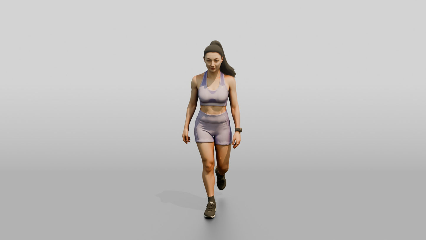 Woman in Lavender Activewear Walking Forward