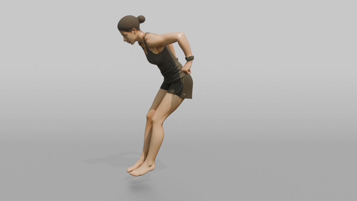Bodyweight Athlete Woman Mid-rep Of A Tricep Dip - 3D character model, view 4