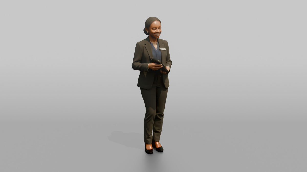Host Woman Holding A Tablet POS Device - 3D character model