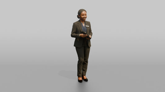 Host Woman Holding A Tablet POS Device - 3D character model