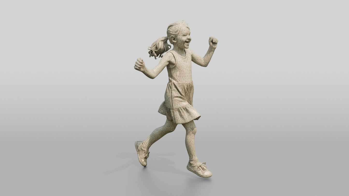 Slender Maltese Girl Skipping Along a Path