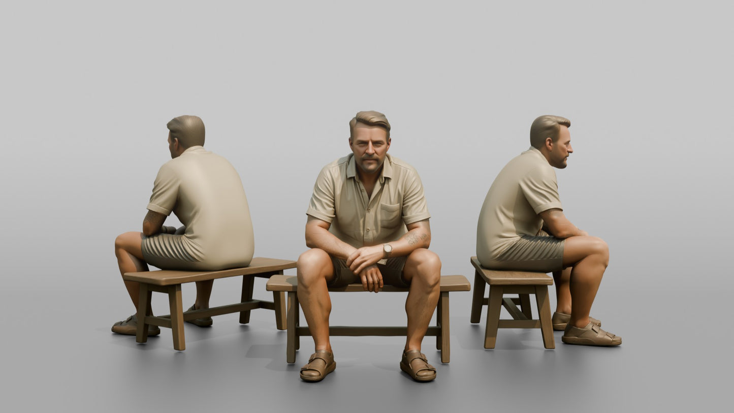 Scandinavian Man Sitting Relaxed on a Bench