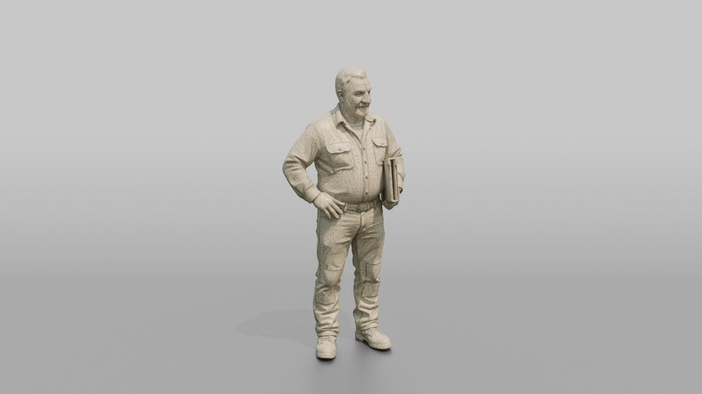 Farmer Standing Hands On Hips Holding Leather