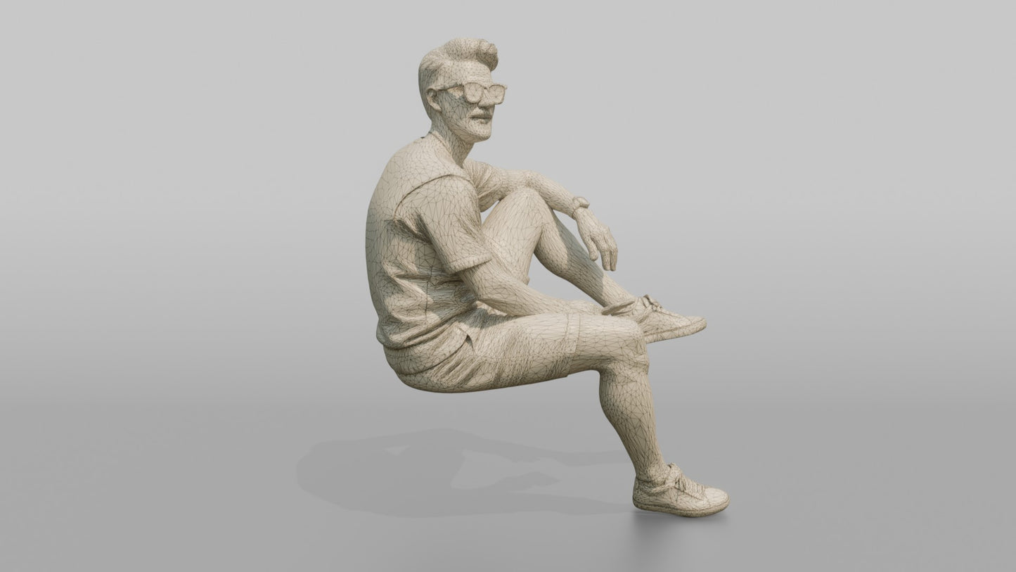 Dutch Man Sitting Relaxed in a Box-Cut T-Shirt