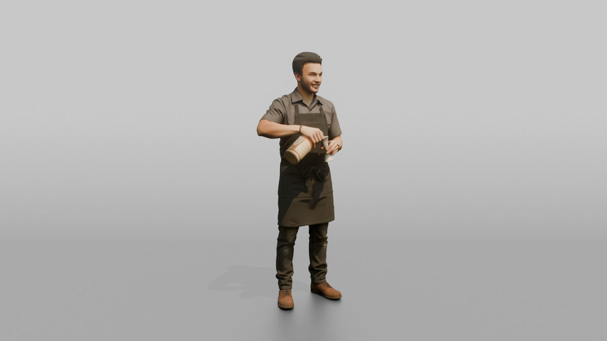 Bartender Man Holding A Jigger And A Bottle - 3D character model
