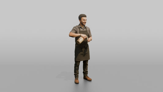 Bartender Man Holding A Jigger And A Bottle - 3D character model