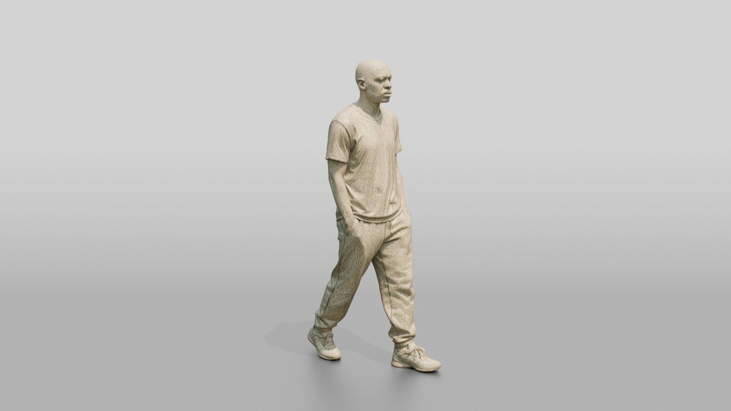 Black Male Prisoner in Black Joggers and a Grey T-shirt