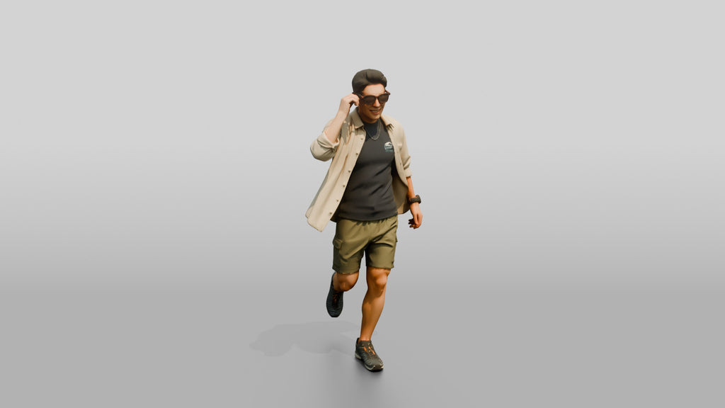 Man Sliding On Trendy Sunglasses
