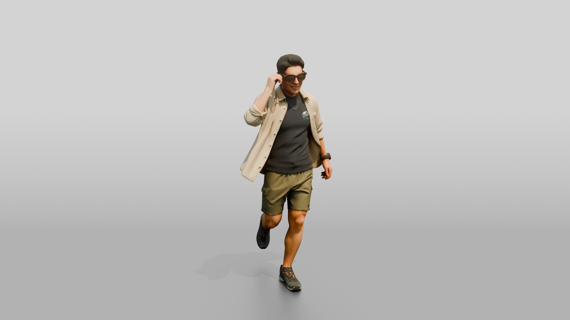 Man Sliding On Trendy Sunglasses