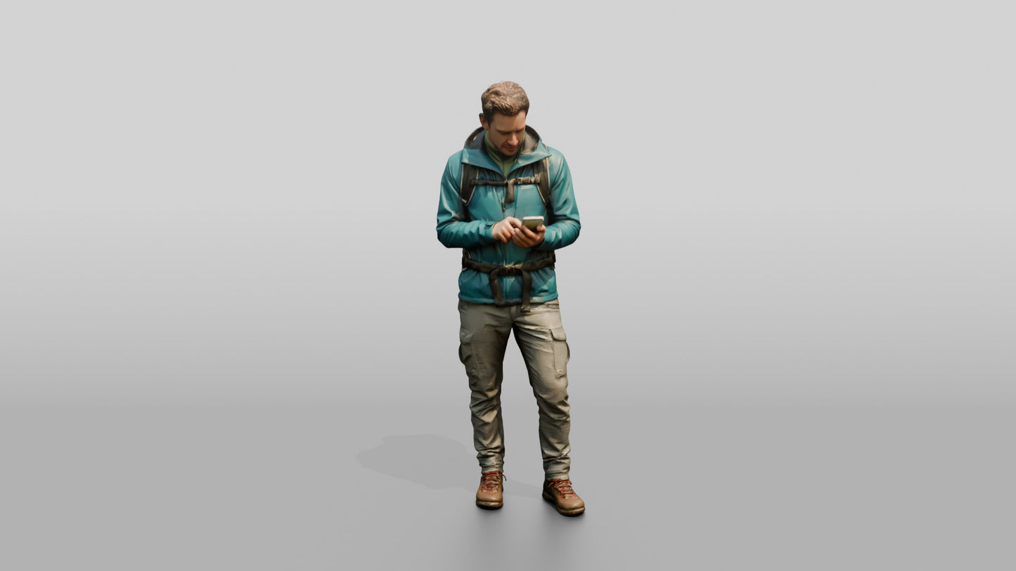 Man Checking Hiking Trail Map