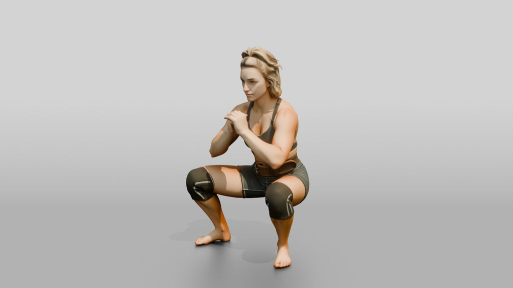 Woman in Squat with Lifting Belt