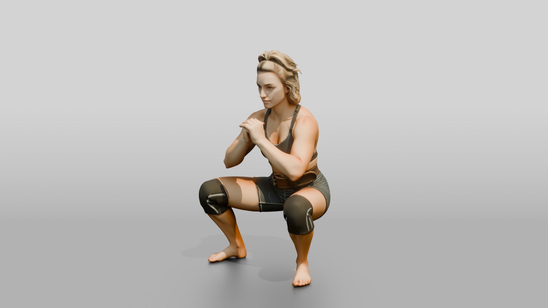 Woman in Squat with Lifting Belt