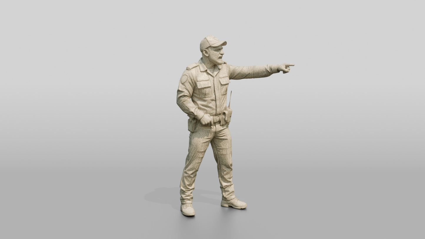 Middle Eastern Male Guard in a Grey Guard Uniform