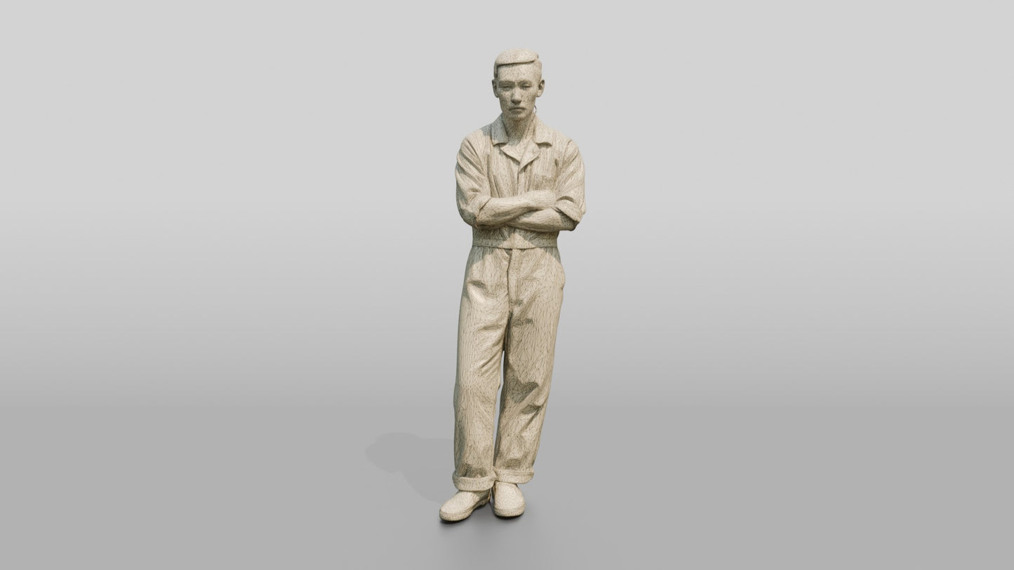 East Asian Male Prisoner Leaning Casually Against