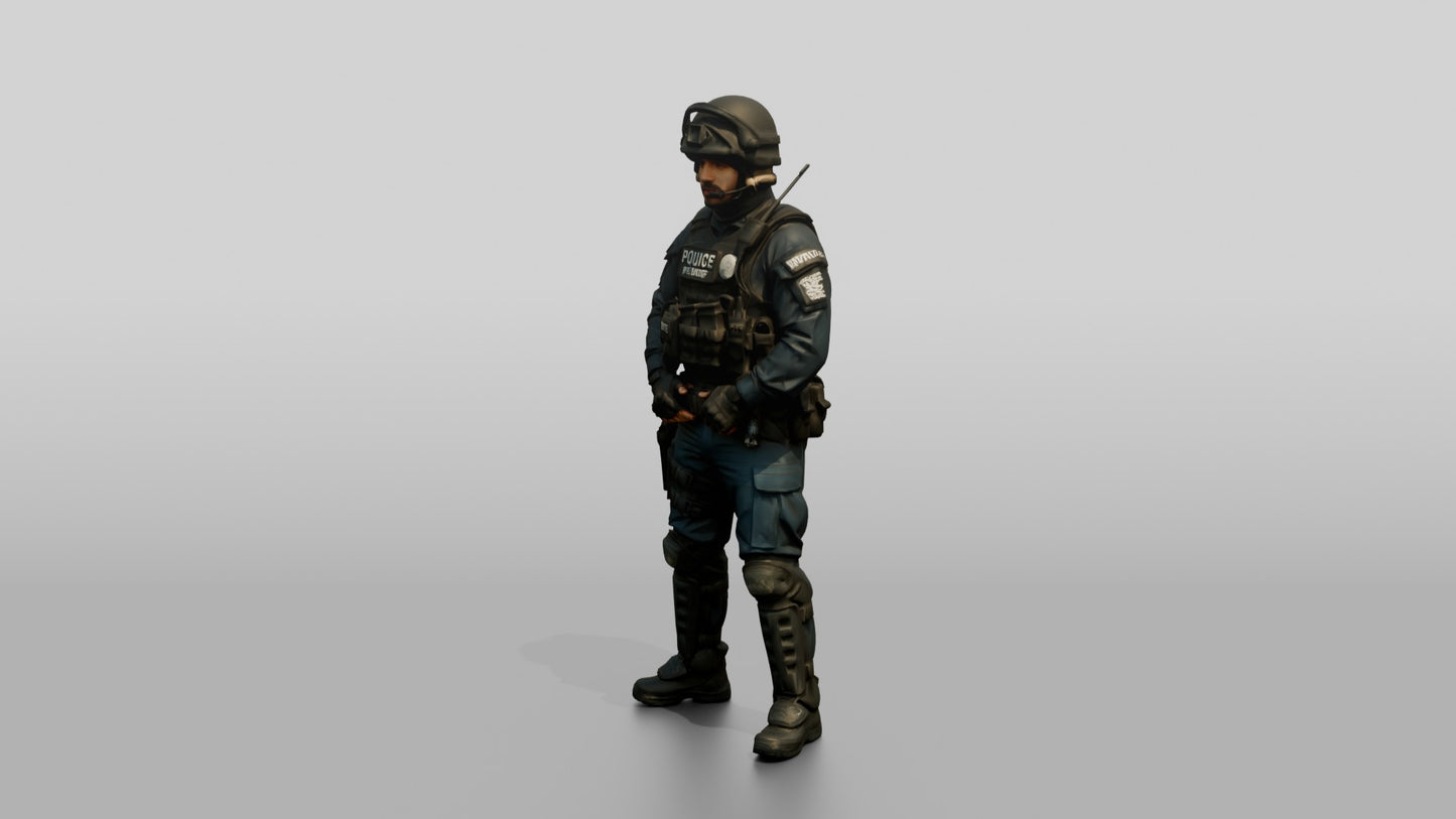 Riot Police Officers Standing in Gear