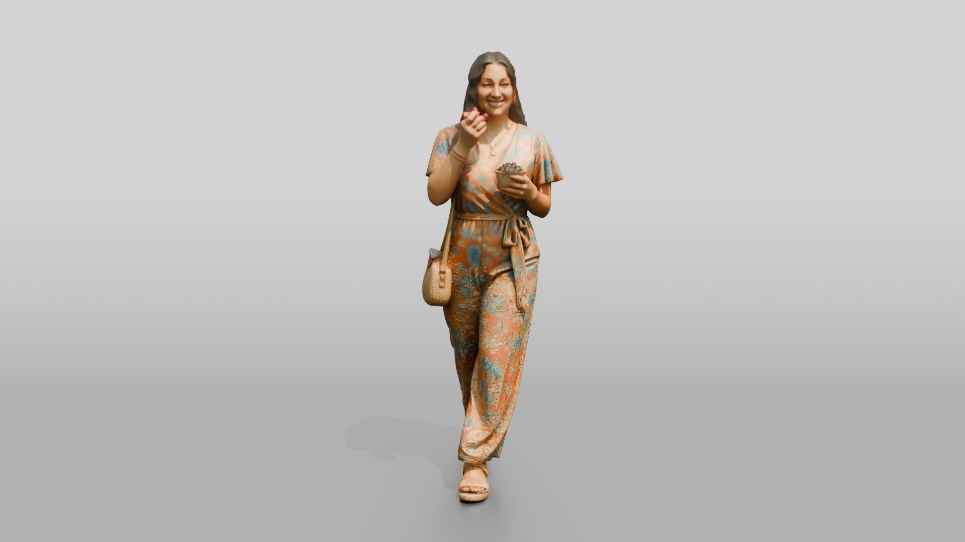 Plus-Size Young Lebanese Woman in a Summer Jumpsuit