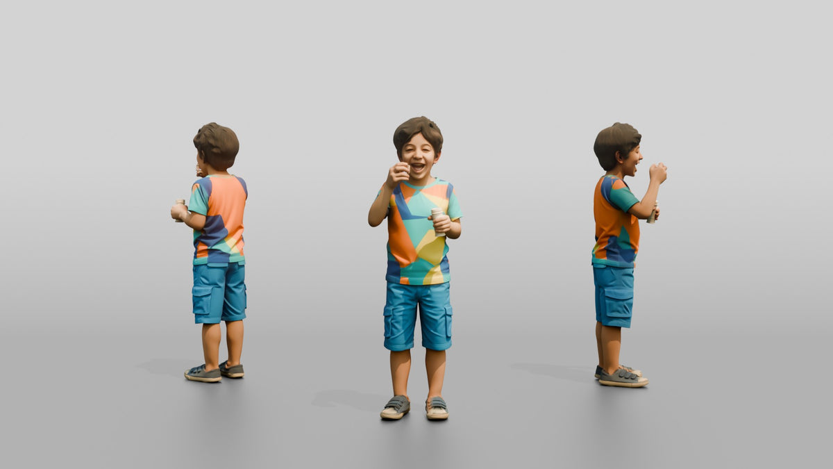 Young Syrian Boy Blowing Bubbles in the Park - 3D character model
