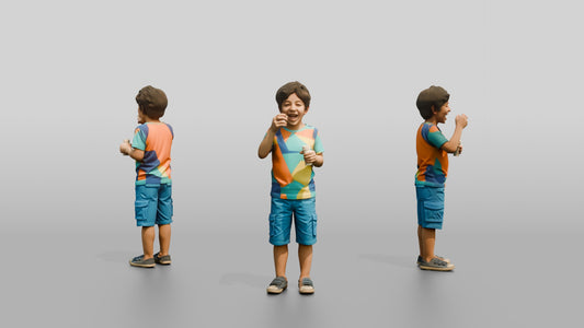 Young Syrian Boy Blowing Bubbles in the Park - 3D character model