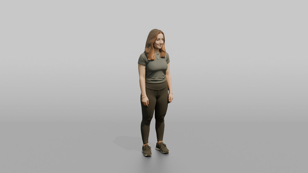 Physique Model Woman Standing With Arms At Sides, Relaxed Confident Pose - 3D character model