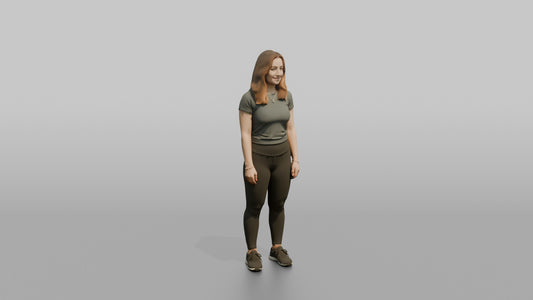 Physique Model Woman Standing With Arms At Sides, Relaxed Confident Pose - 3D character model
