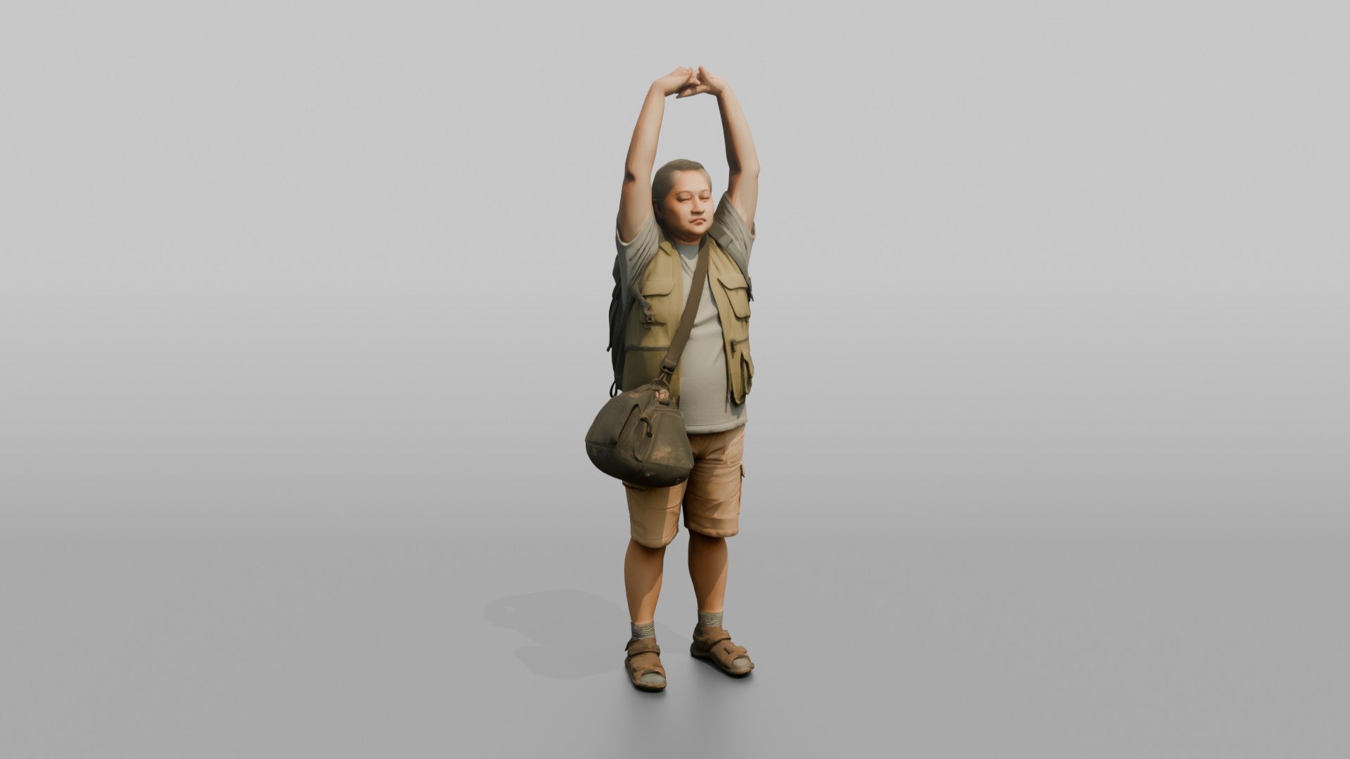 Traveler Stretching After A Long Flight