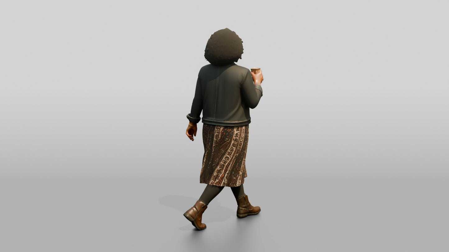 Woman Walking with Coffee Cup