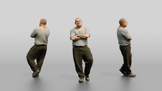 Latino Male Prisoner in a Grey T-shirt and Black Sweatpants