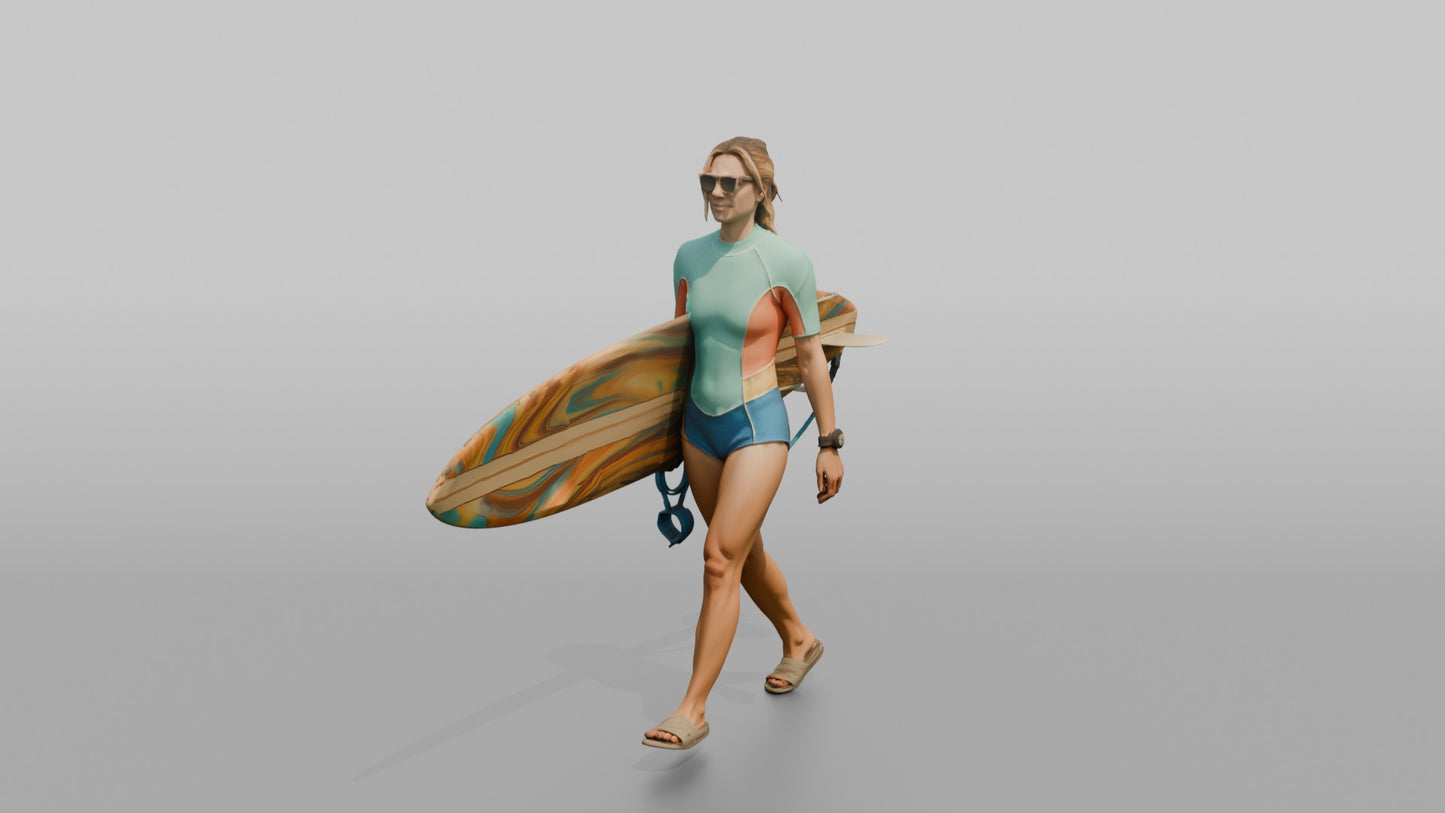 Surfer Walking Gracefully in a Wetsuit