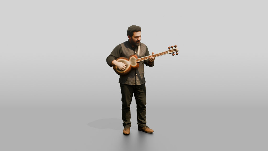 Tar Player Plucking Long-Necked Tar