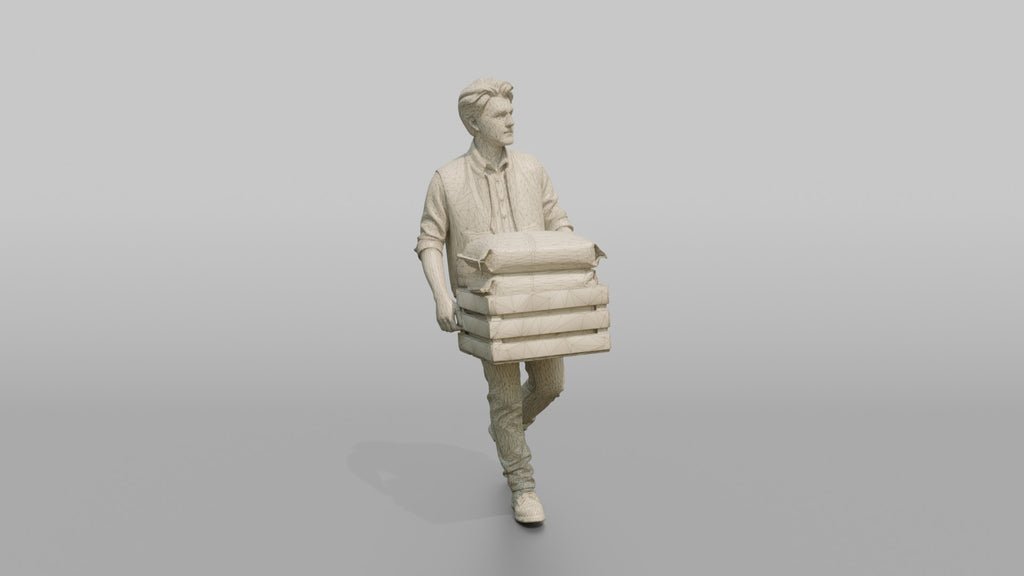 Farmer Carrying Crate Of Animal Feed Bags