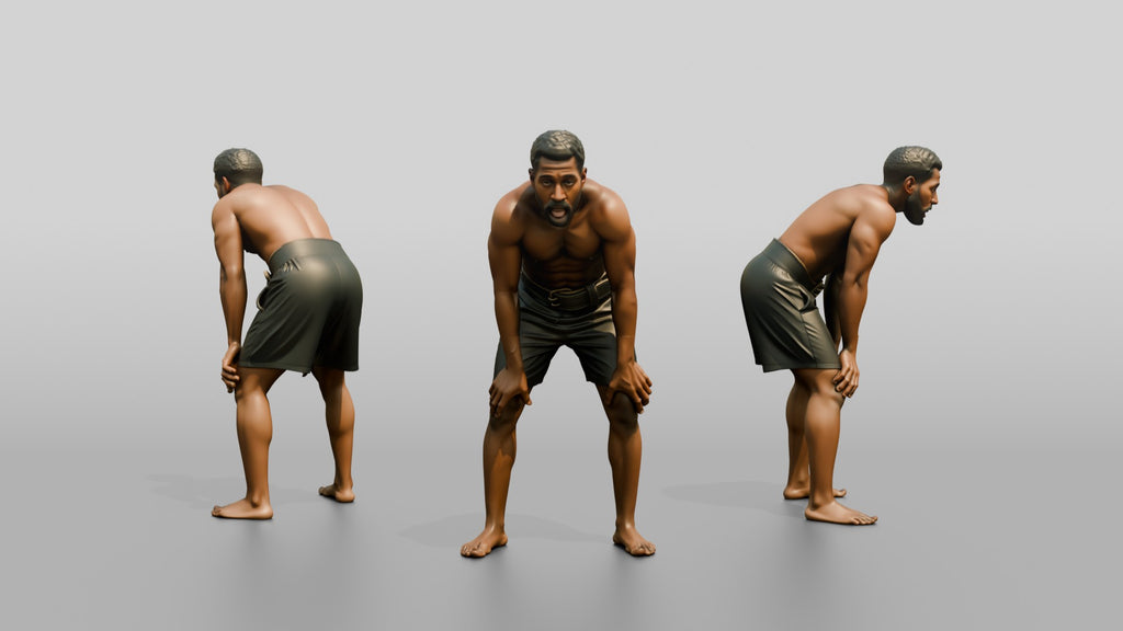 Man Resting Hands on Knees