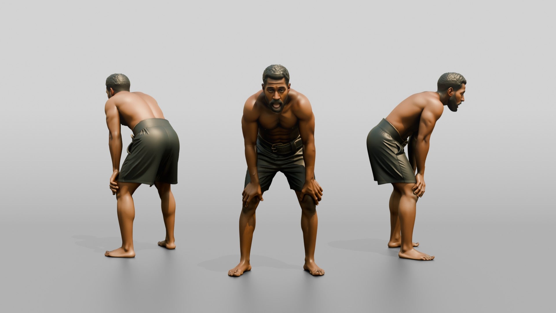 Man Resting Hands on Knees