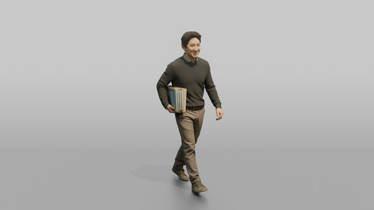 Father Carrying A Stack Of Picture Books Under One Arm - 3D character model