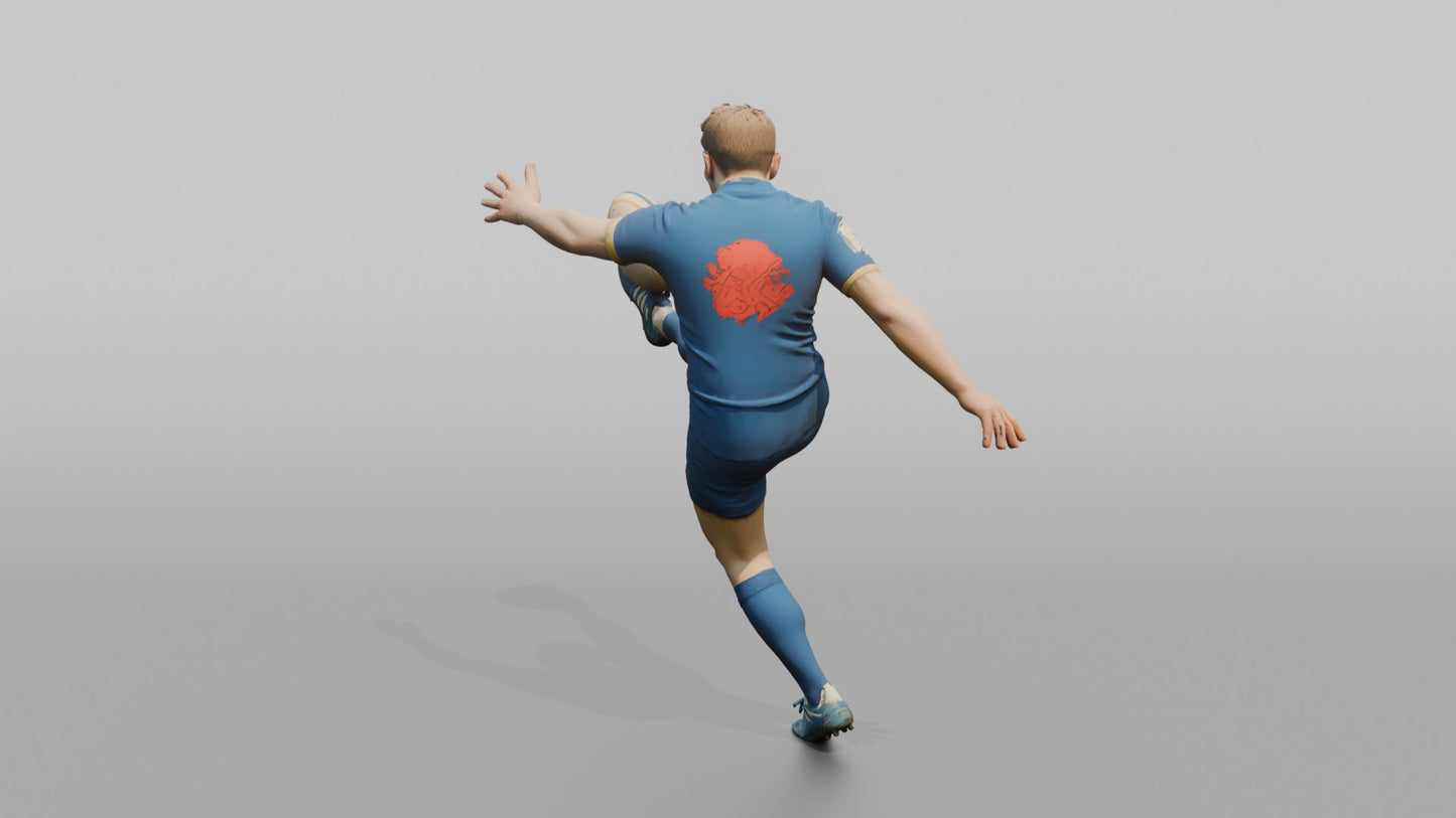 French Fly-Half Executing a Spiral Kick
