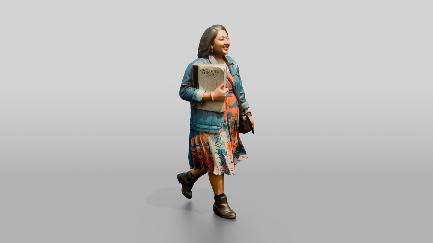 Woman Walking with a Book