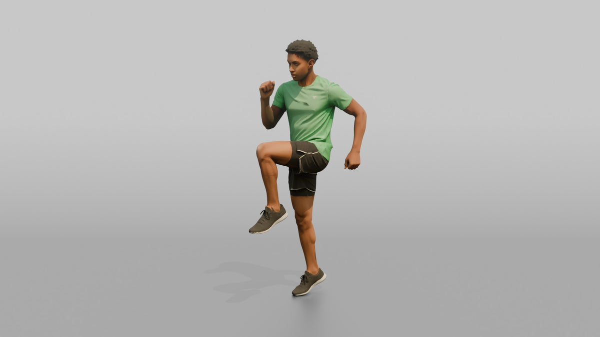 Bodyweight Athlete Man Doing A Standing Knee Raise - 3D character model, view 4