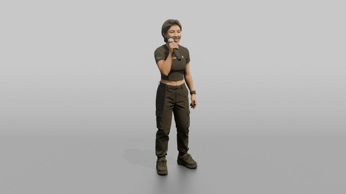 Club DJ Woman Holding A Microphone In One Hand - 3D character model