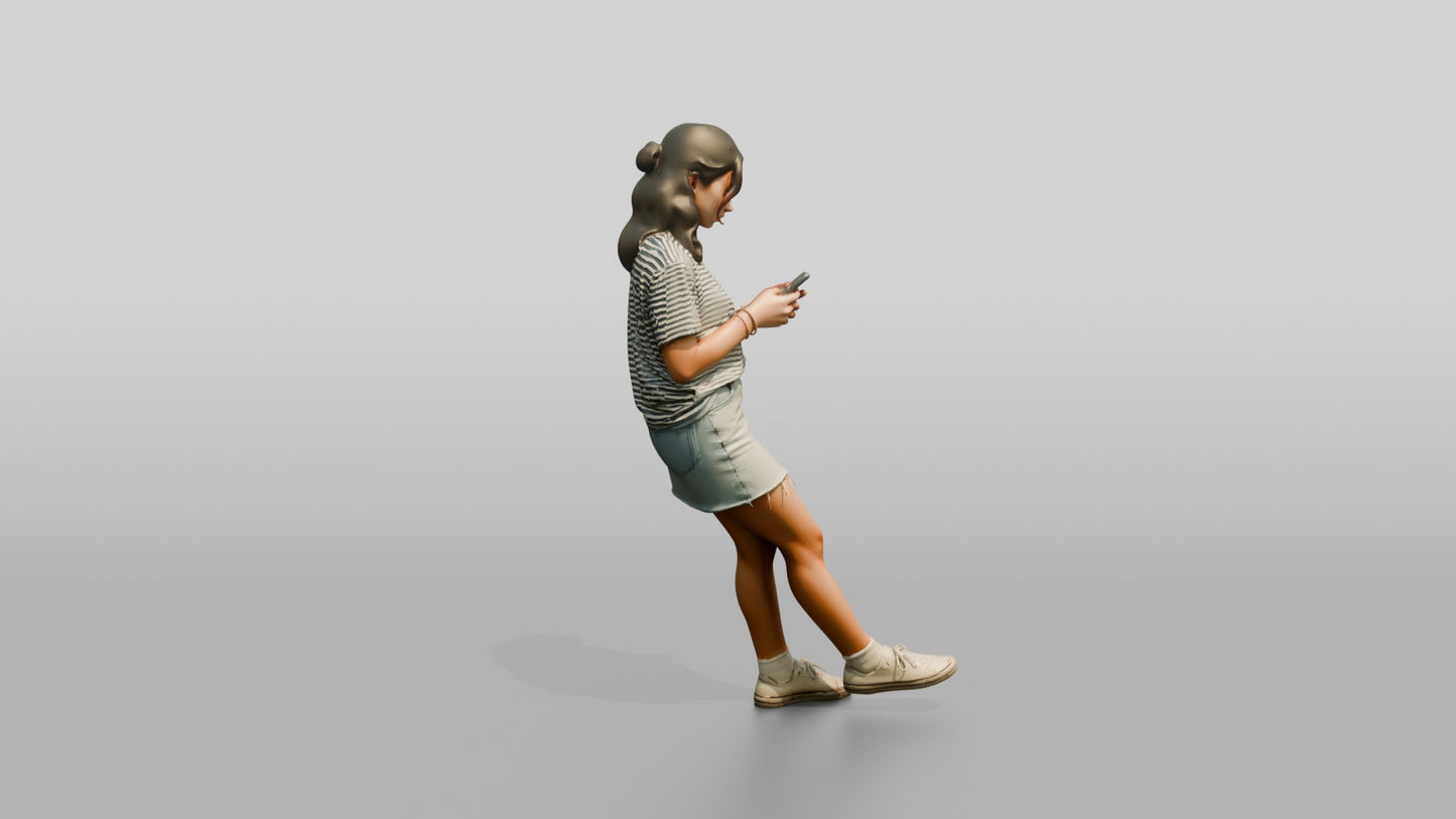 Petite Portuguese Teenage Girl Texting on Her Phone