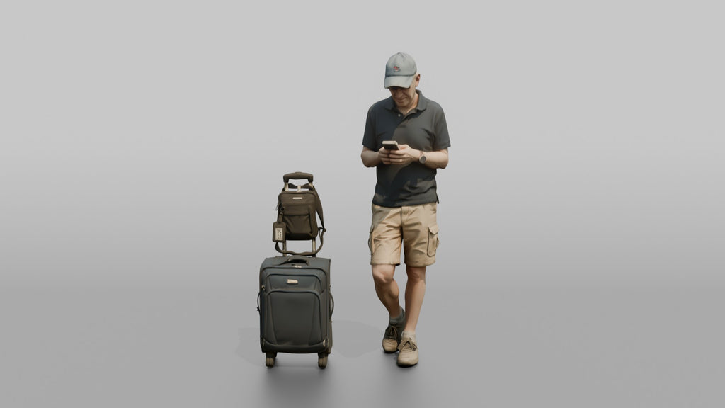 Traveler Leaning Against A Pillar