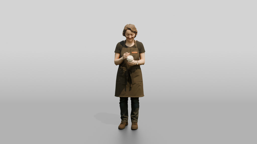 Woman Barista Writing Order on Cup