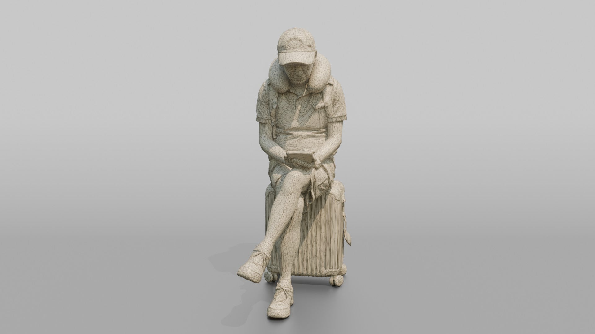 Traveler Resting On His Suitcase